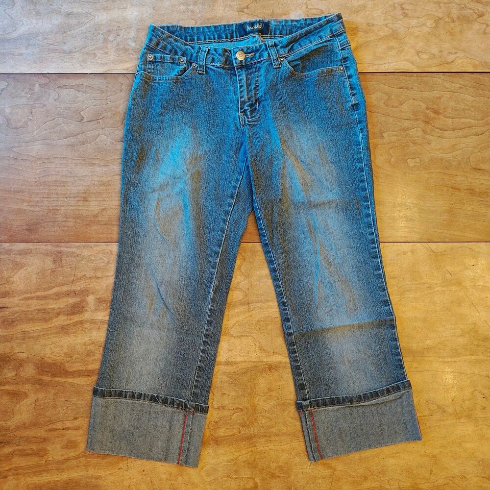Angels Jeans Low‑Rise Ramie‑Blend Cropped Denim Jeans — Size 7